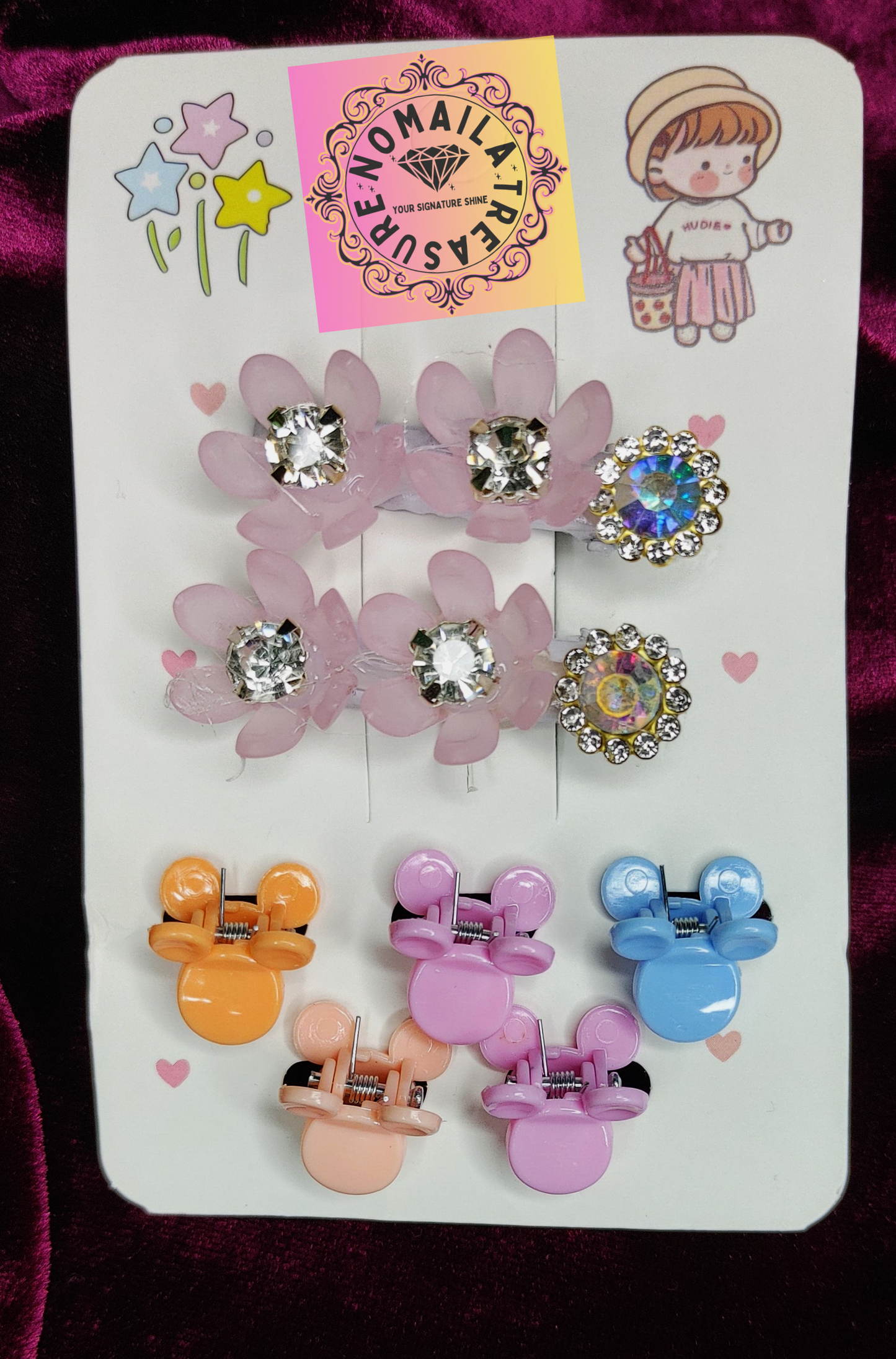 Mini Claw Clips With Colorful Pins D-5002