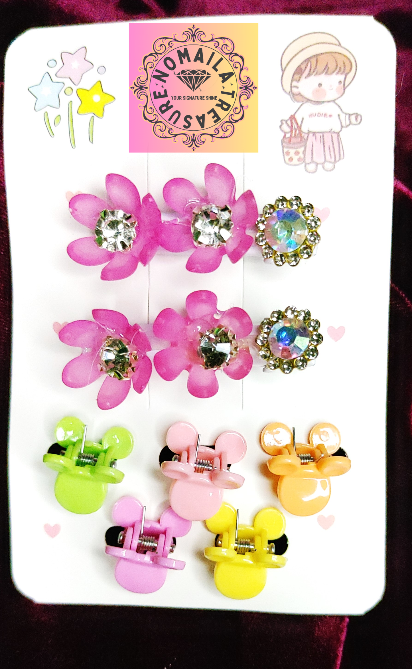 Mini Claw Clips With Colorful Pins D-5002