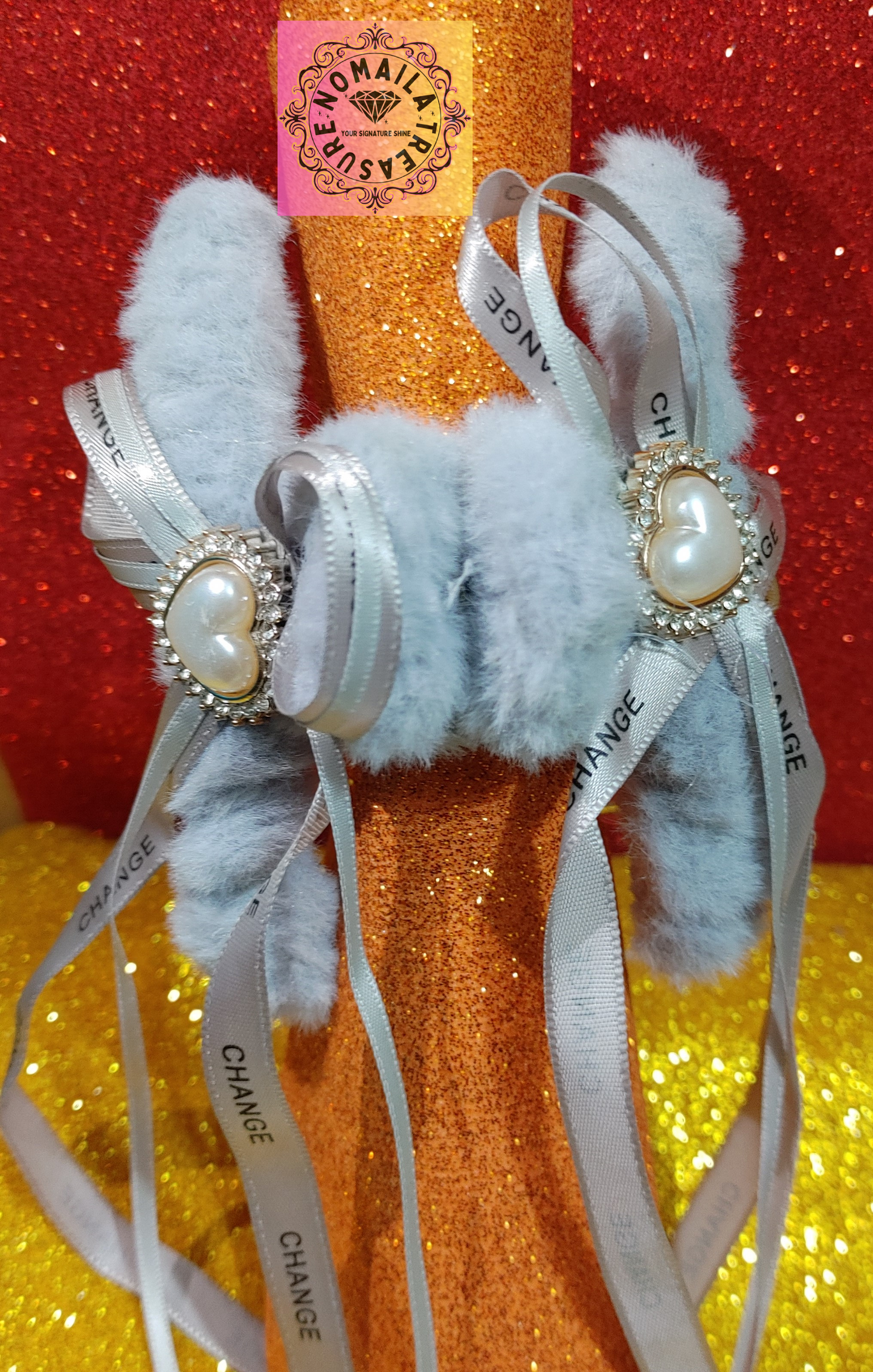 Furry Hair Claw With Ribbon Tie Tassel D-6001