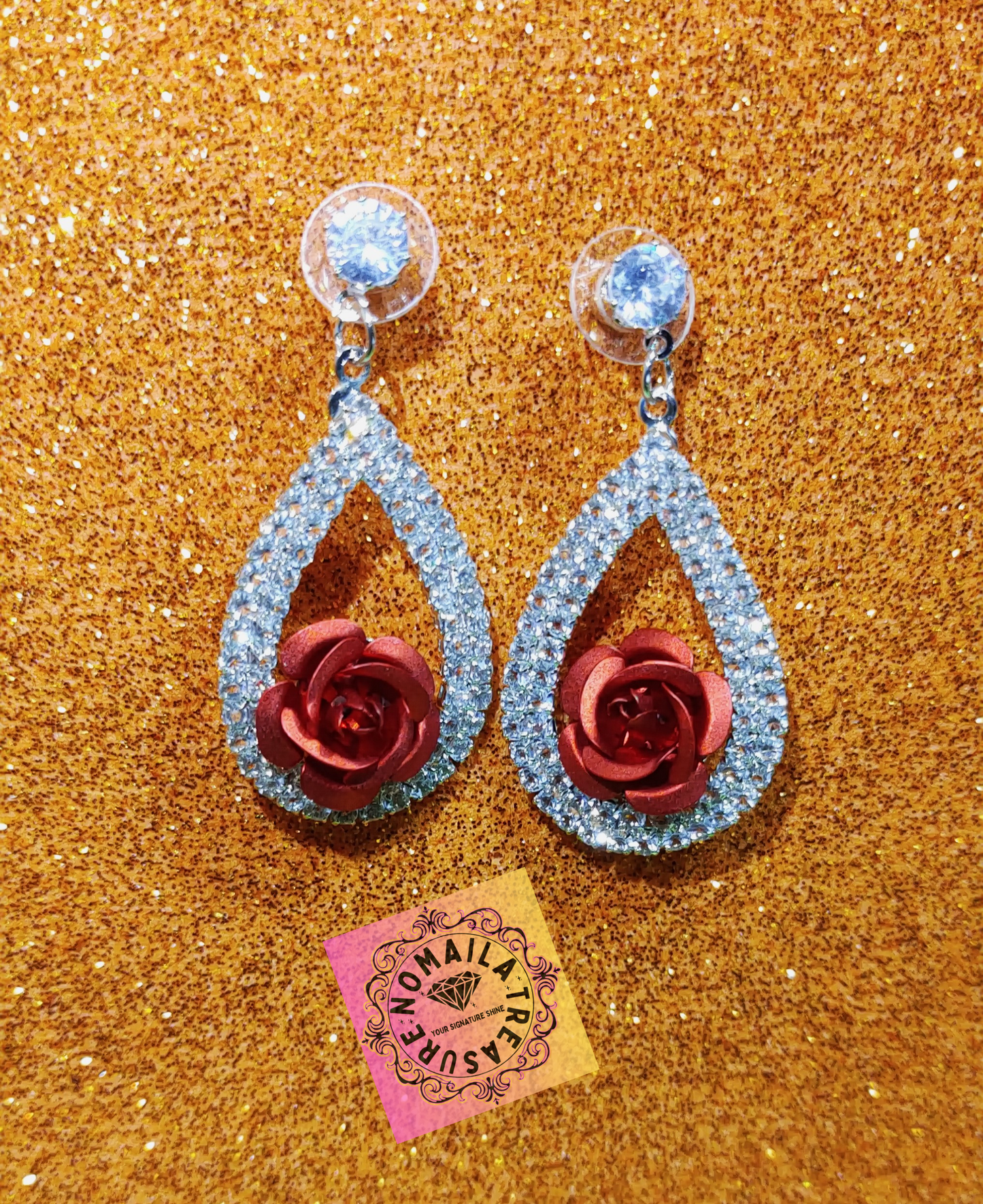 Rose Flower Pearl Studs D-1005