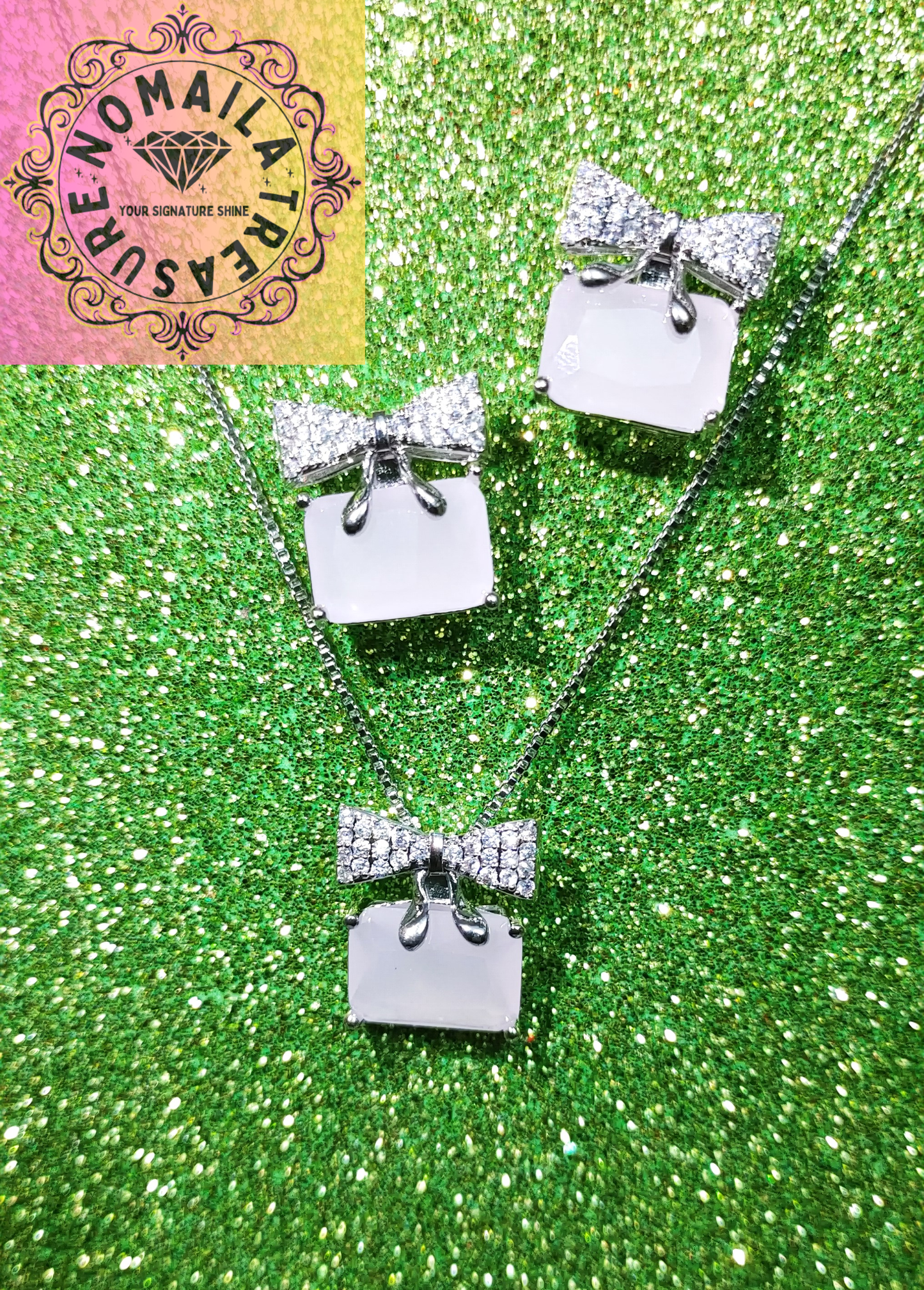 Zircon Pendant Bow Shape D-3001