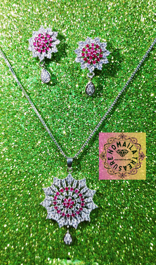 Pink Zircon Locket Set D-3014